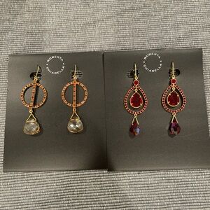 Gold and Red Teardrop Earrings